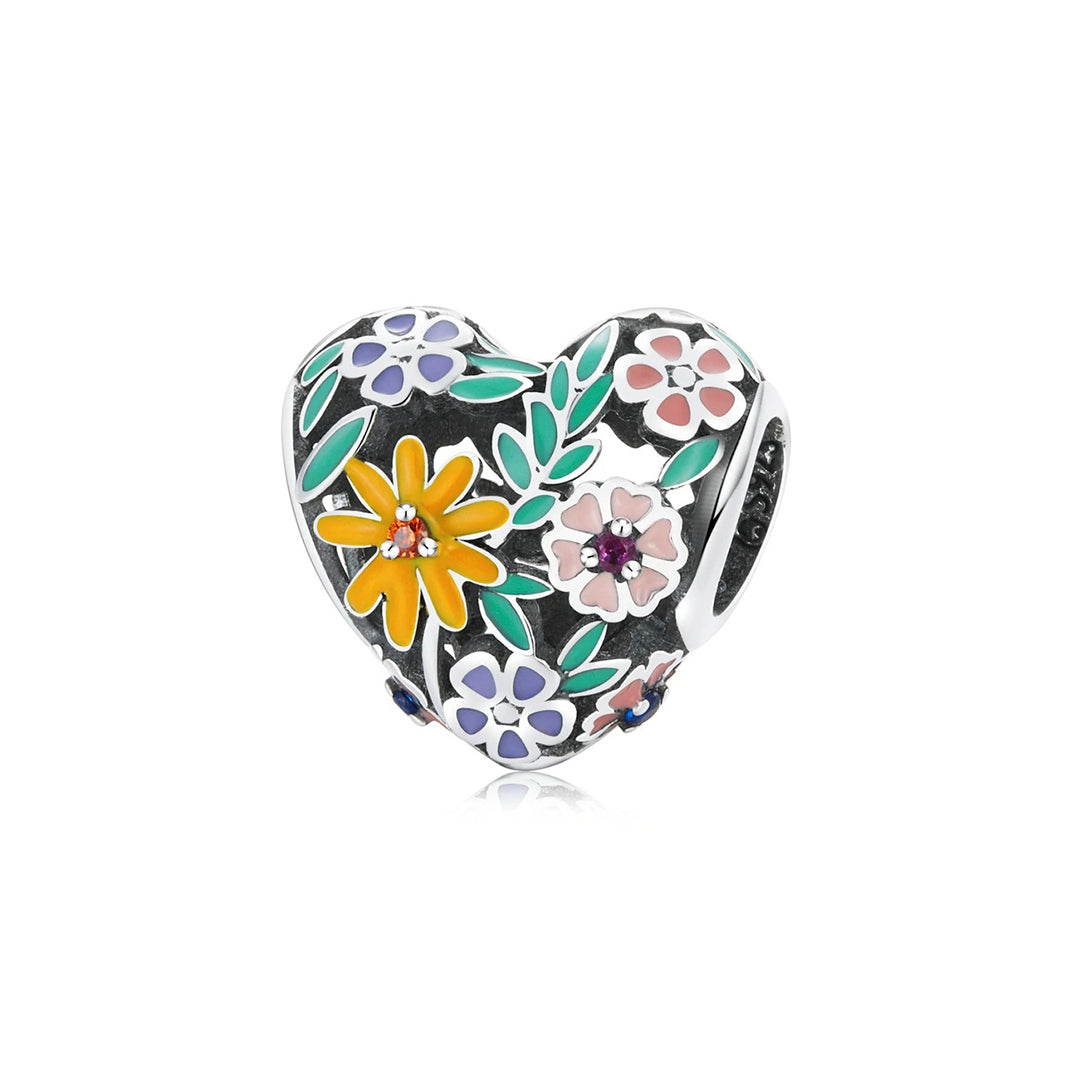 Charm Corazón con Flores 01
