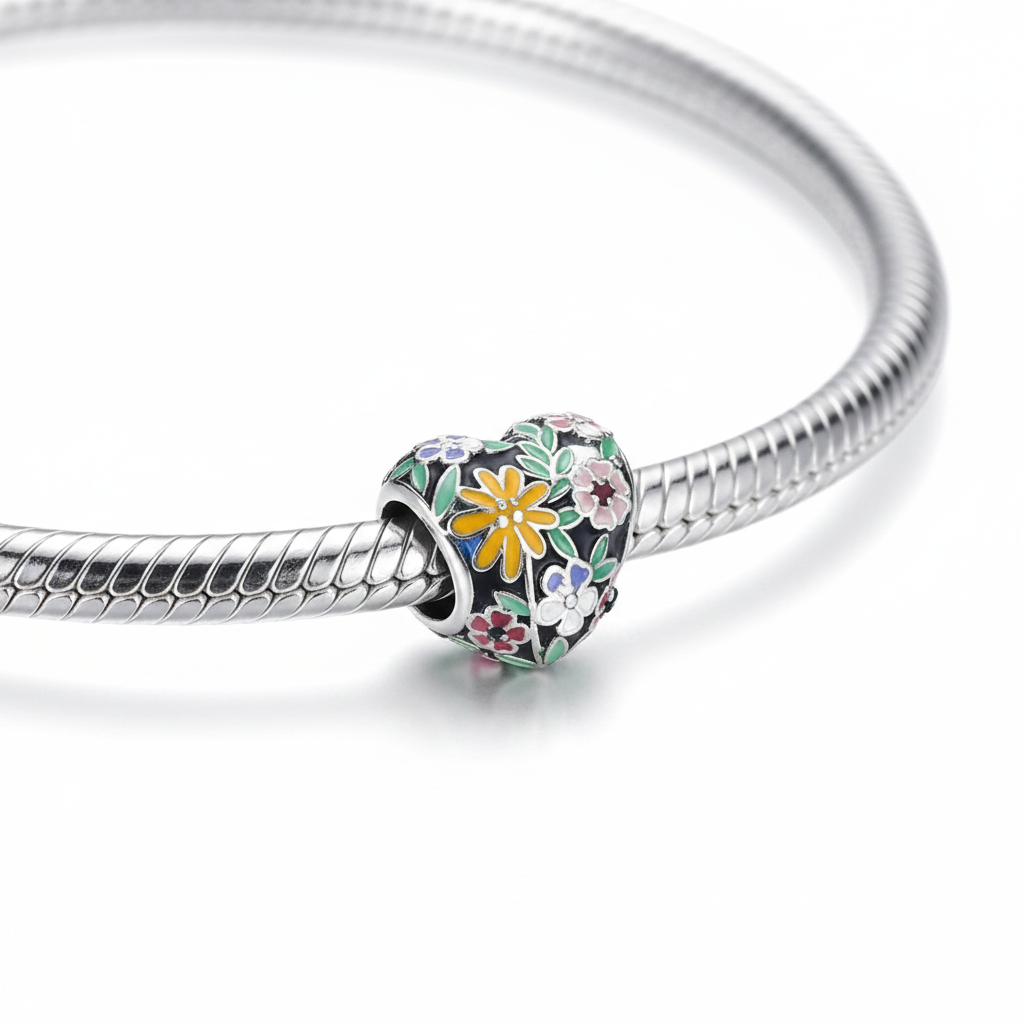 Charm Corazón con Flores 01